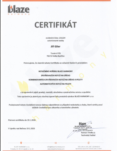 Certifikát Blaze 2