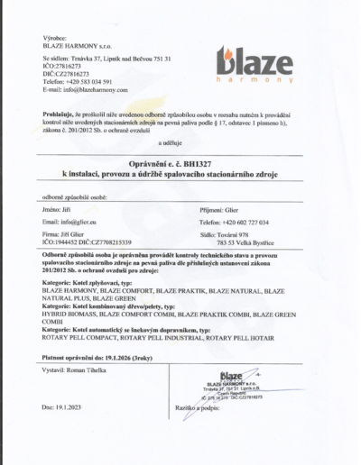 Certifikát Blaze