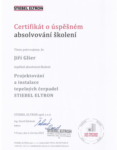 Certifikát Stiebel